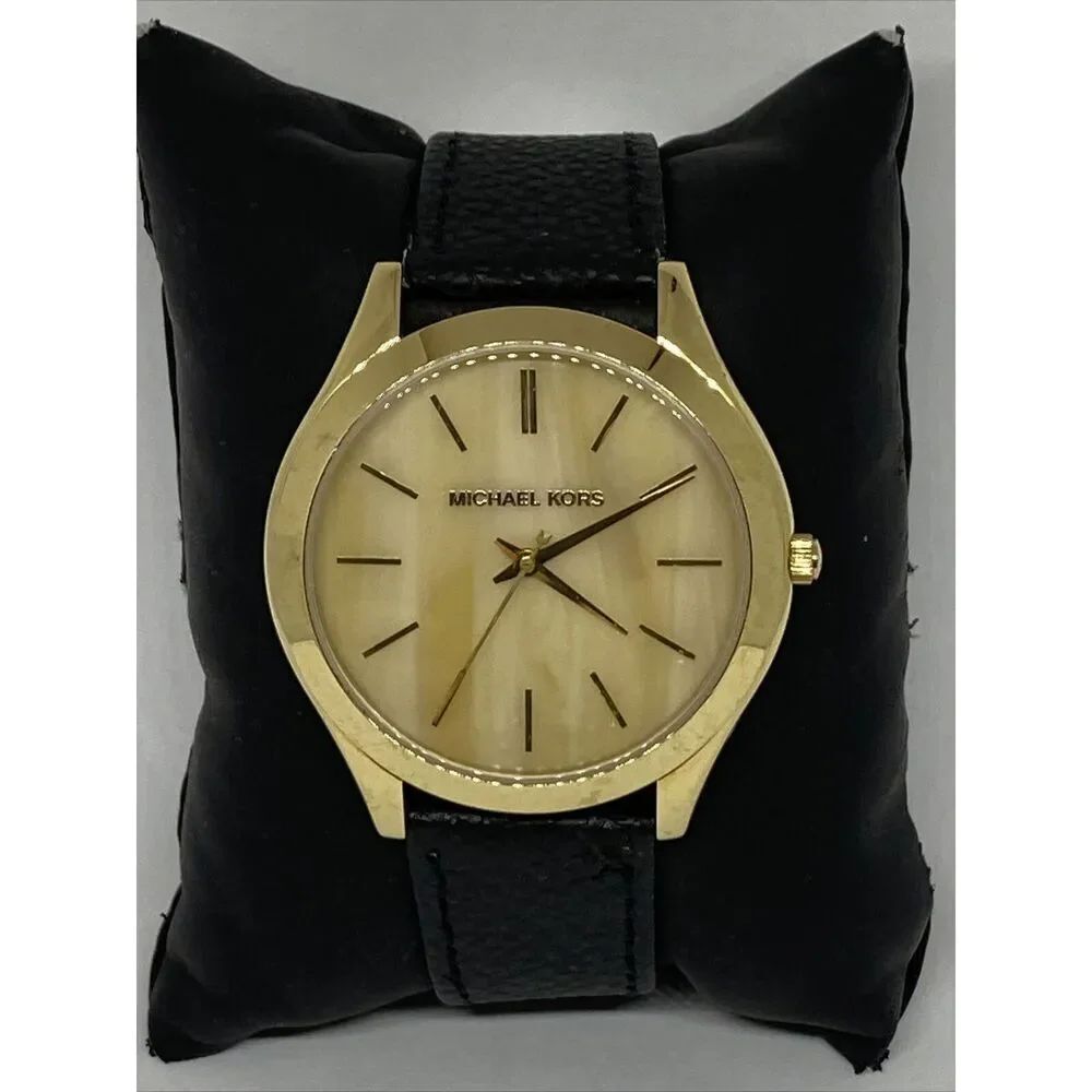 Michael Kors Runway MK4285 Women's Black Leather Analog Dial Quartz Watch JK573